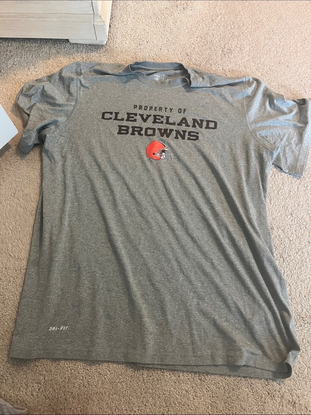 Nike Gray Cleveland Browns Short Sleeve Tee with Orange Helmet Logo